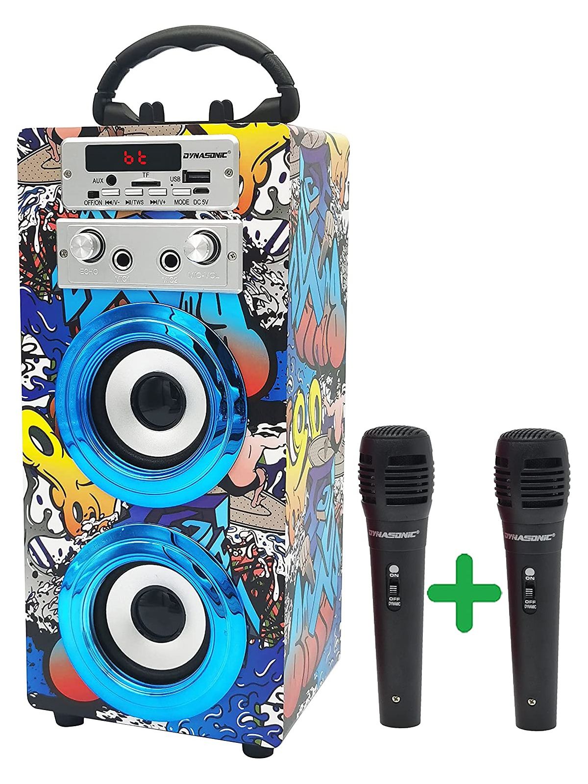 Altavoz Bluetooth Karaoke Serie 025-10 con 2 Micrófonos y luces discoteca  incluidos - Eleciti
